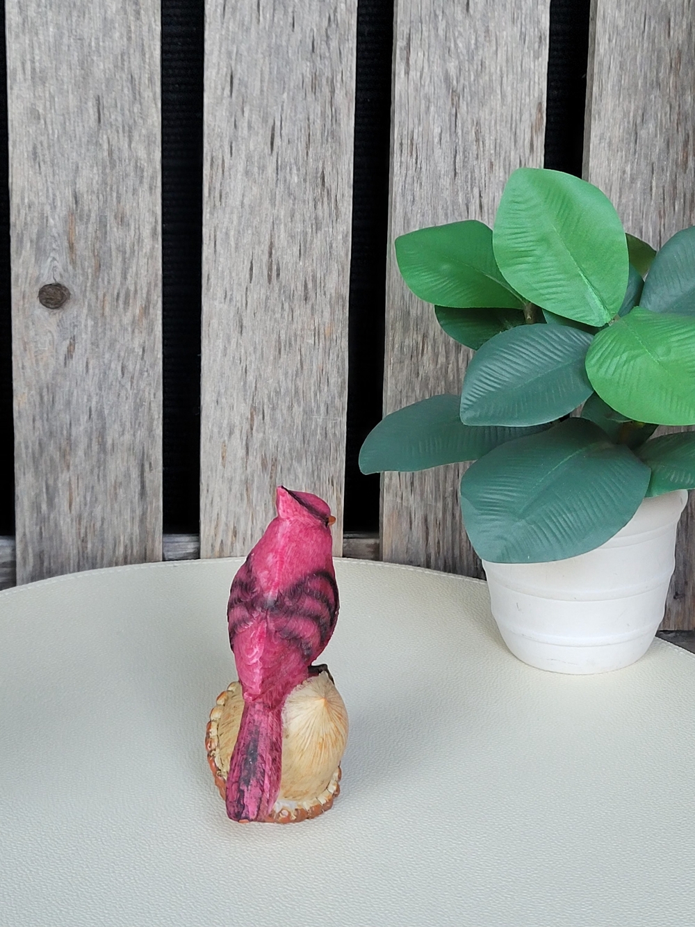 Red Cardinal Resin Figurine on Acorn - Decorative Bird Accent - Picture 4 of 5